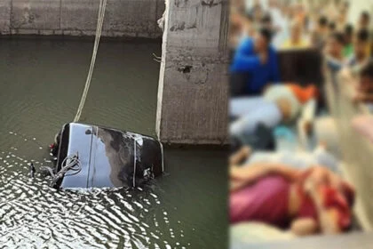 स्कॉर्पियो, तालाब, दुर्घटना, परिवार खत्म, 4 मरे, गया