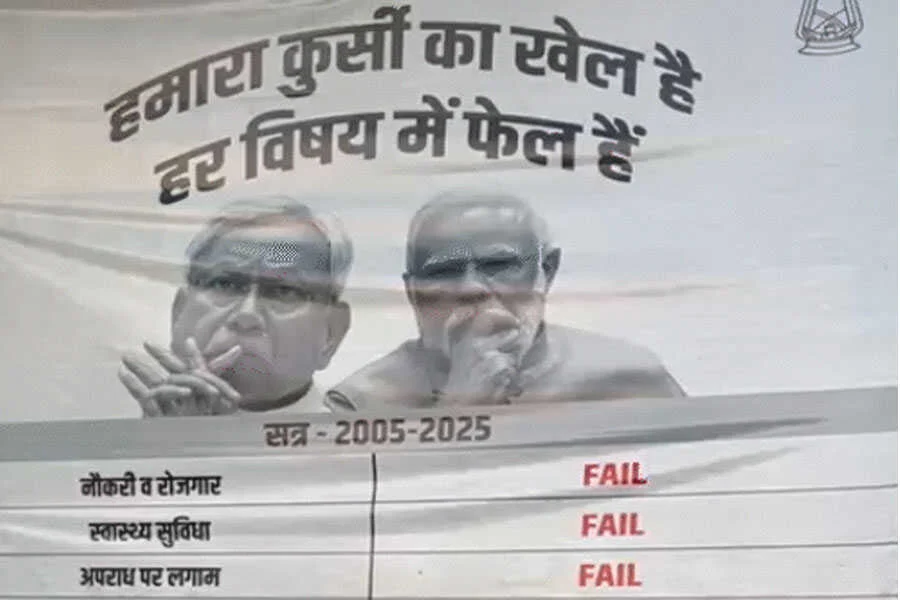 पीएम मोदी, RJD, Fail मार्कशीट, पटना, पोस्टर