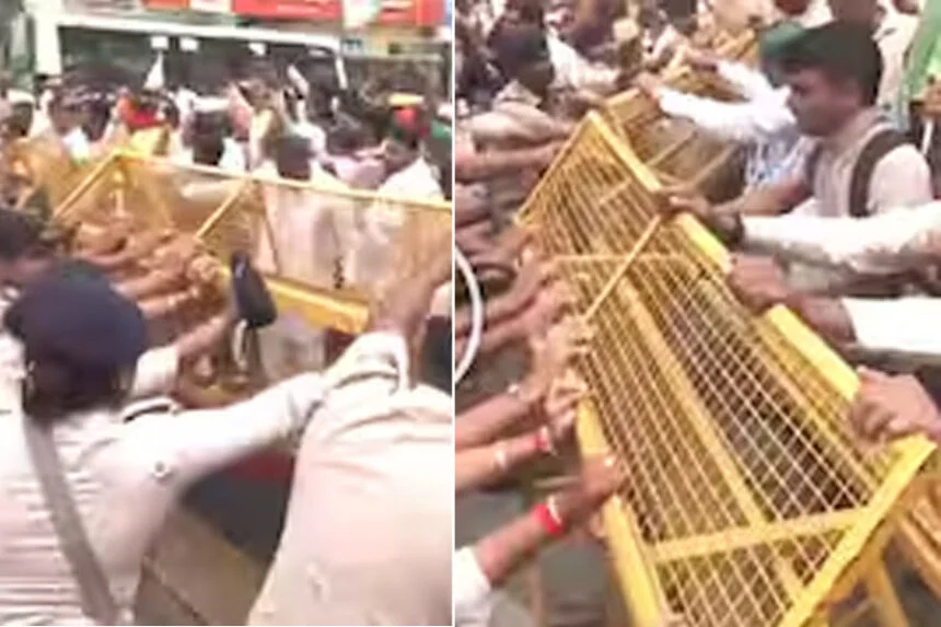 किसान मोर्चा, प्रदर्शन, झड़प, पुलिस, पटना, CM हाउस, घेराव