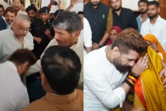 चिराग, बड़ी मां, गले लगे, चाचा, पारस, पैर छुए, आशीर्वाद