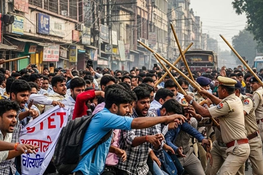 लाठीचार्ज, पटना, छात्र, वाटर कैनन, प्रदर्शन, TRE-4, BSSC, BPSC, भर्ती