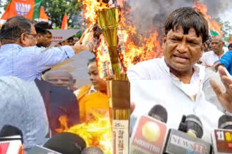 विधायक, कुर्ता, आग, झारखंड, BJP, मशाल, धनबाद